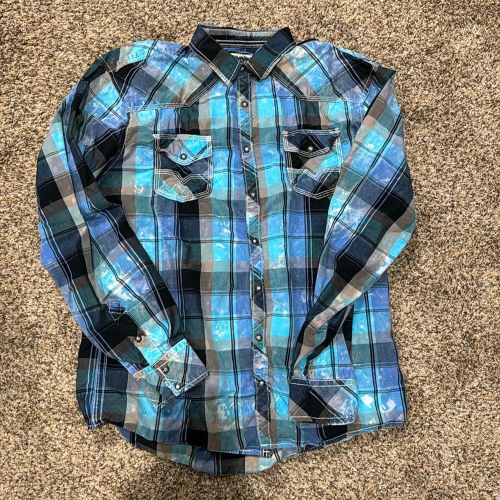 BKE Men’s Long Sleeve Snap Western Style Shirt Size XL